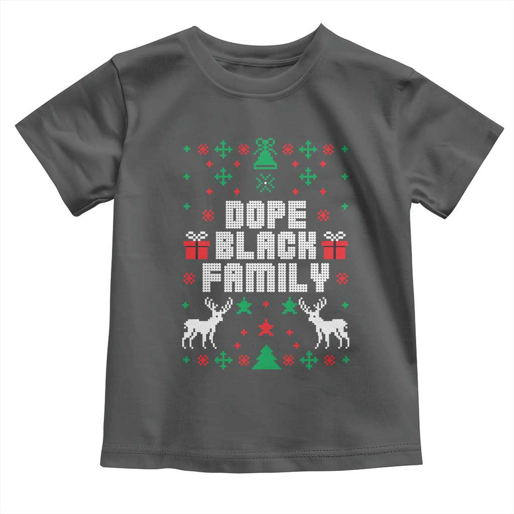 African American Family Christmas Toddler T Shirt Dope Black Family Matching Ugly Christmas TS10 Dark Heather Print Your Wear