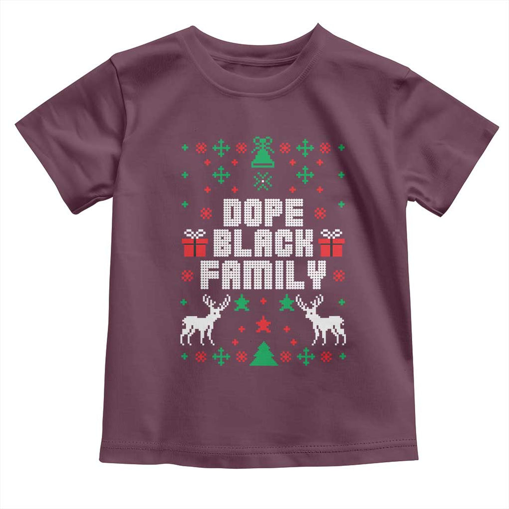 African American Family Christmas Toddler T Shirt Dope Black Family Matching Ugly Christmas TS10 Maroon Print Your Wear