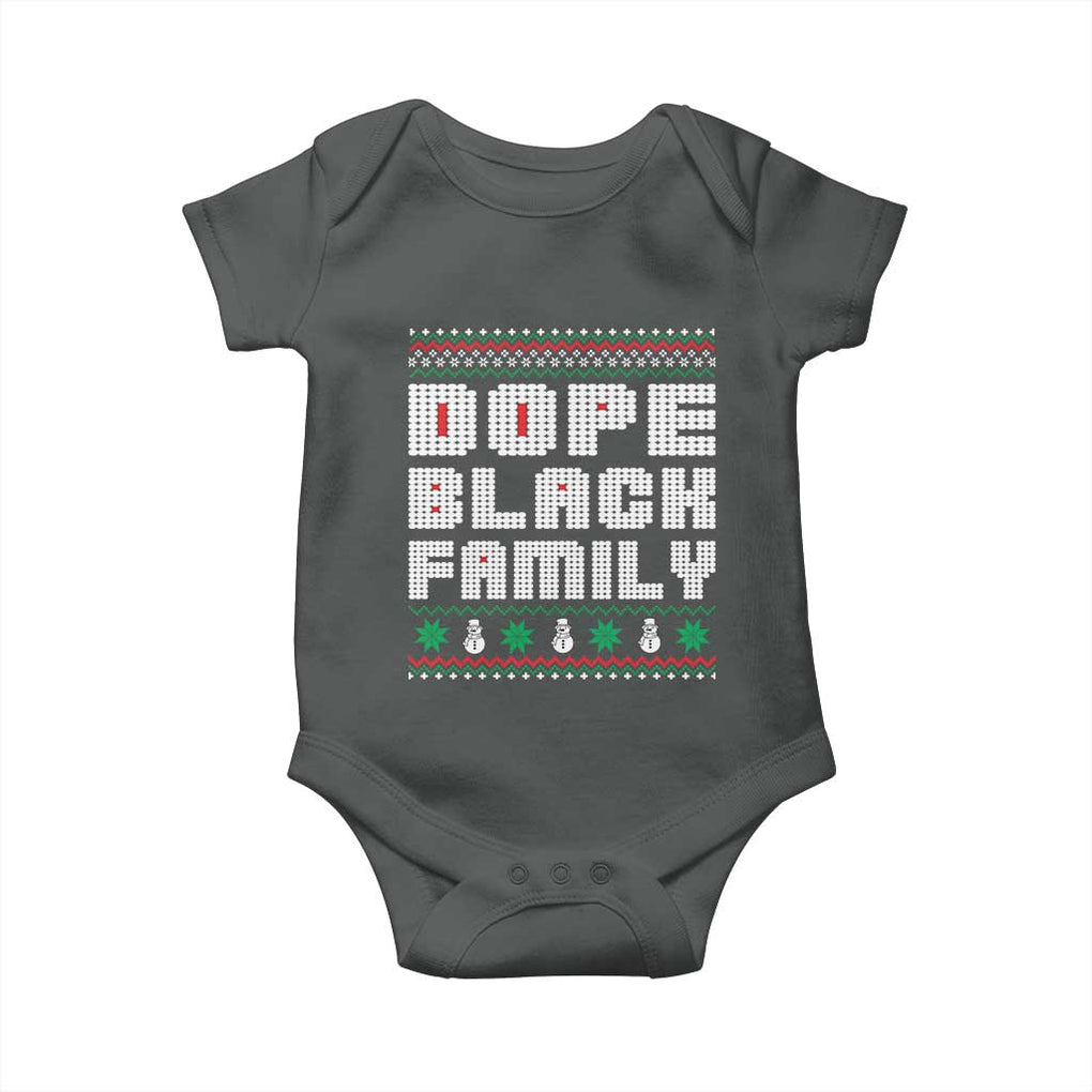 African American Family Christmas Baby Onesie Dope Black Family Matching Ugly Xmas TS10 Dark Heather Print Your Wear