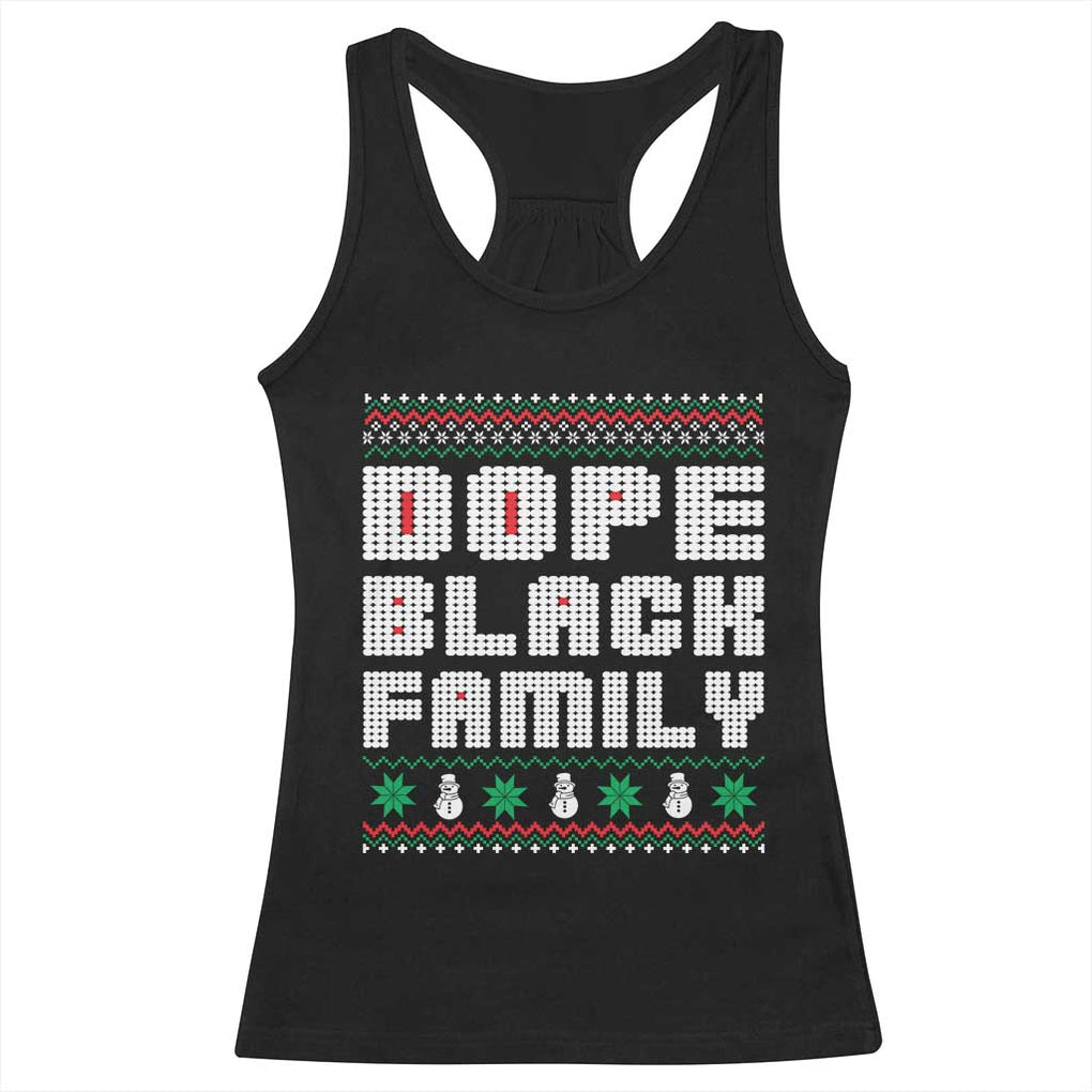 African American Family Christmas Racerback Tank Top Dope Black Family Matching Ugly Xmas TS10 Black Print Your Wear