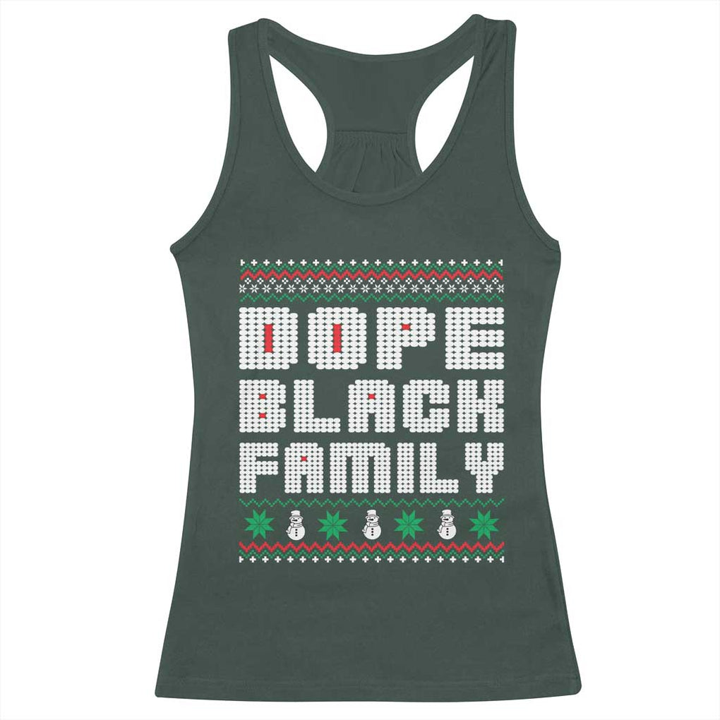 African American Family Christmas Racerback Tank Top Dope Black Family Matching Ugly Xmas TS10 Dark Forest Green Print Your Wear