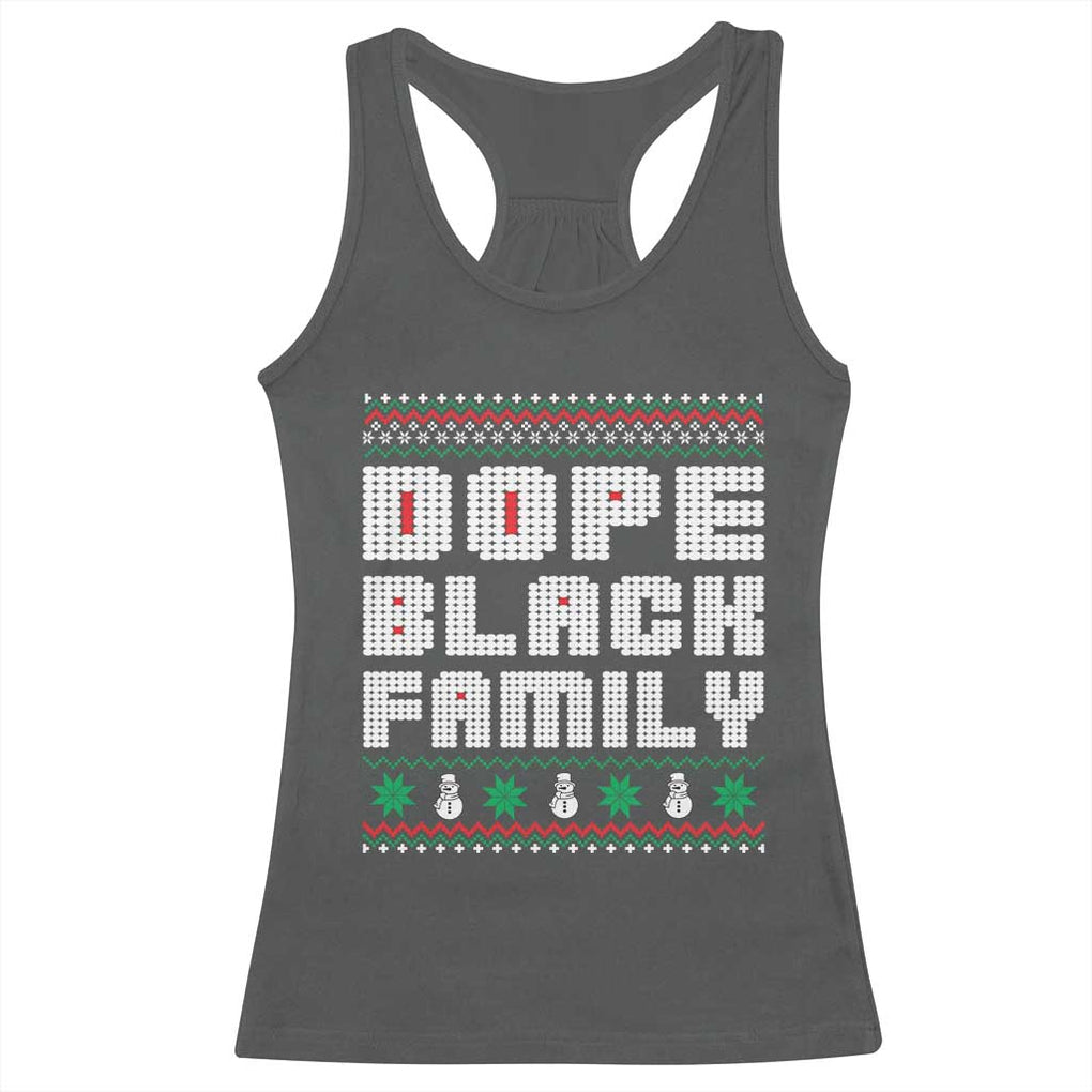 African American Family Christmas Racerback Tank Top Dope Black Family Matching Ugly Xmas TS10 Dark Heather Print Your Wear