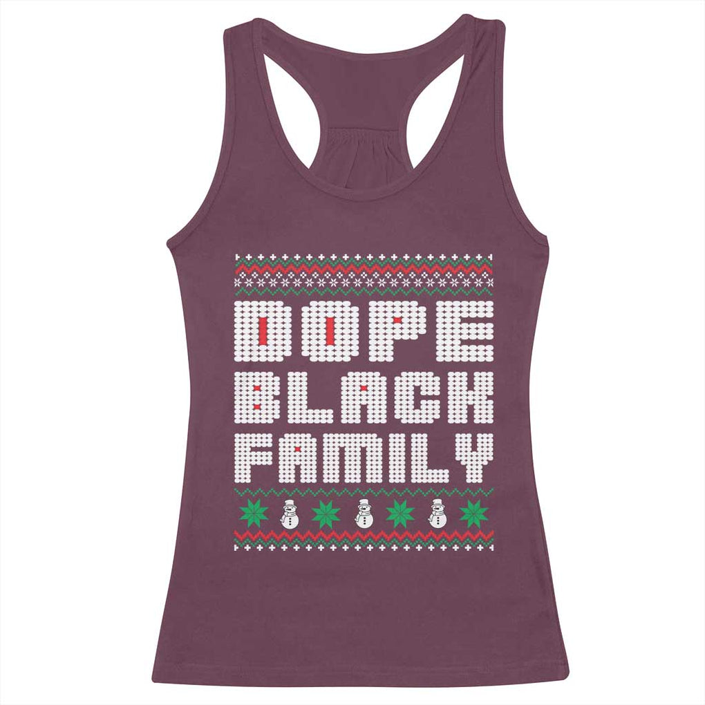 African American Family Christmas Racerback Tank Top Dope Black Family Matching Ugly Xmas TS10 Maroon Print Your Wear