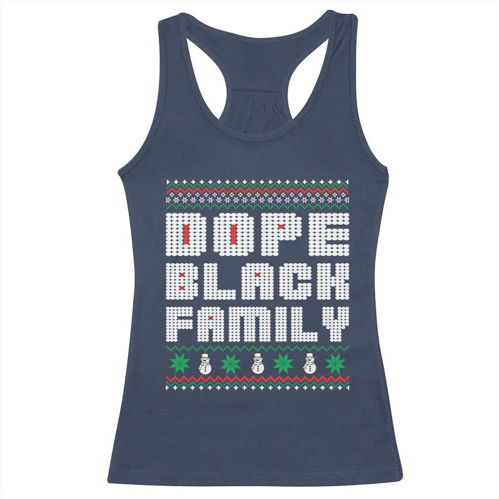 African American Family Christmas Racerback Tank Top Dope Black Family Matching Ugly Xmas TS10 Navy Print Your Wear