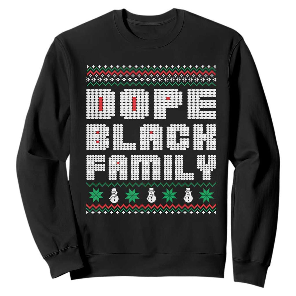 African American Family Christmas Sweatshirt Dope Black Family Matching Ugly Xmas TS10 Black Print Your Wear