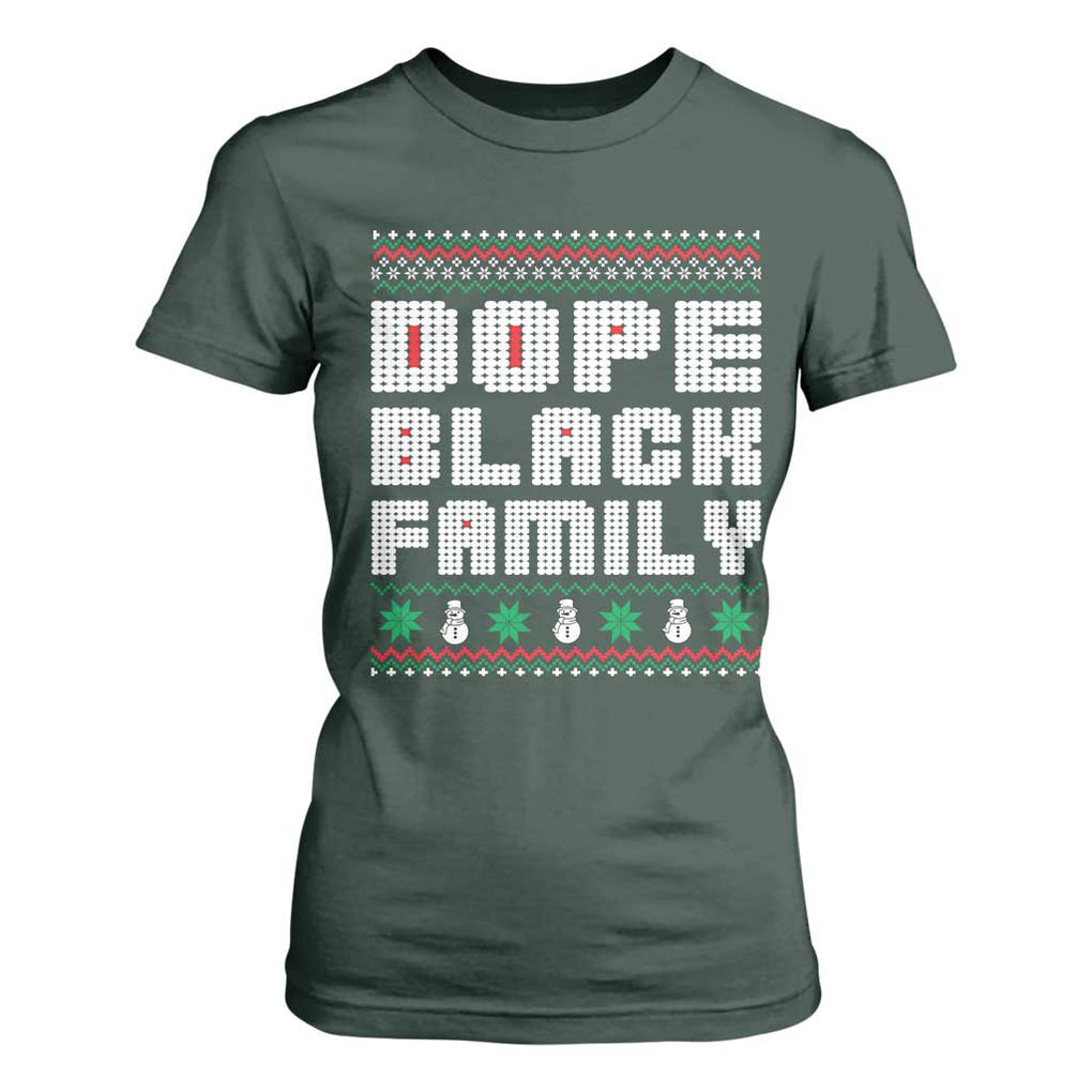 African American Family Christmas T Shirt For Women Dope Black Family Matching Ugly Xmas TS10 Dark Forest Green Print Your Wear