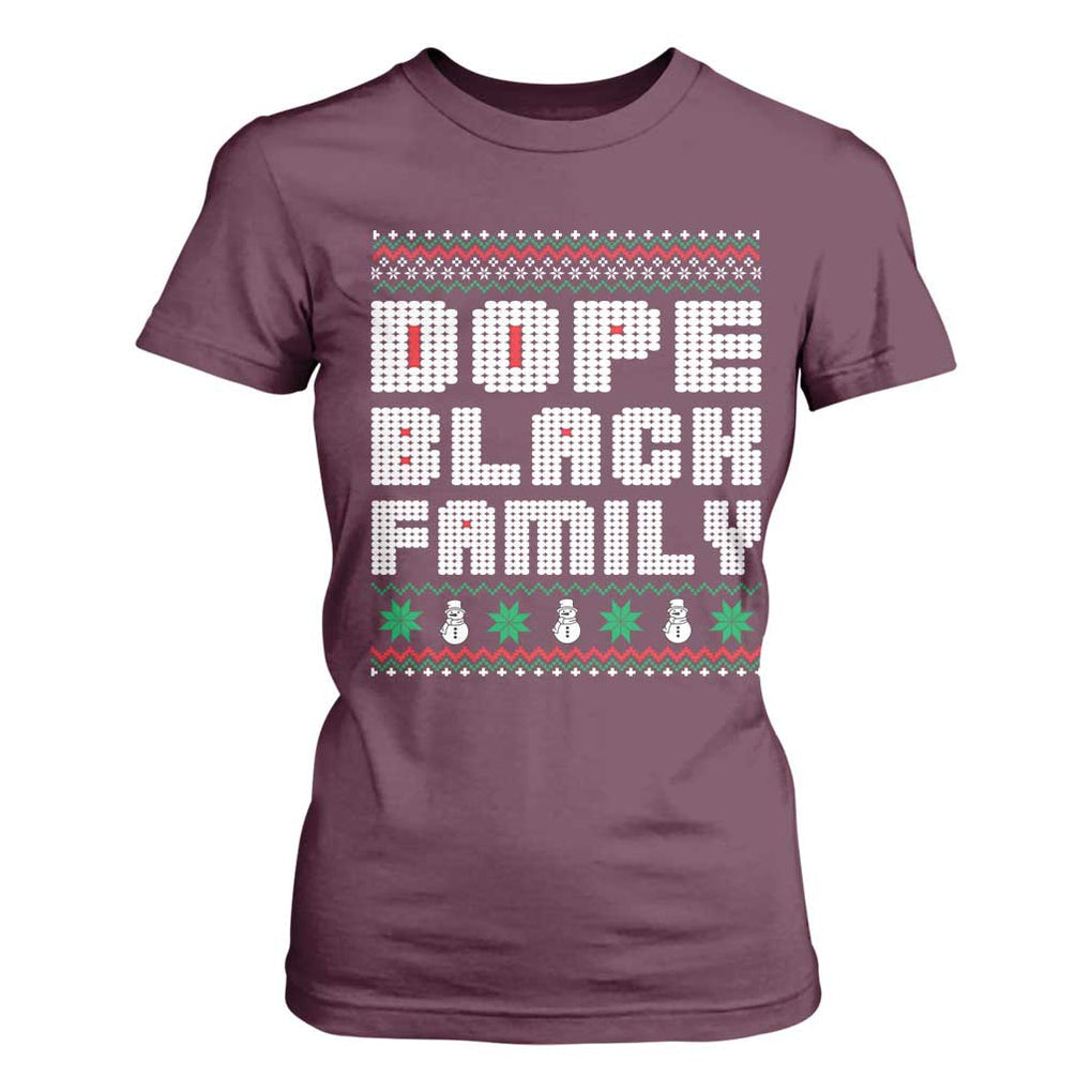 African American Family Christmas T Shirt For Women Dope Black Family Matching Ugly Xmas TS10 Maroon Print Your Wear