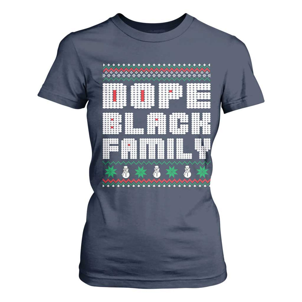 African American Family Christmas T Shirt For Women Dope Black Family Matching Ugly Xmas TS10 Navy Print Your Wear