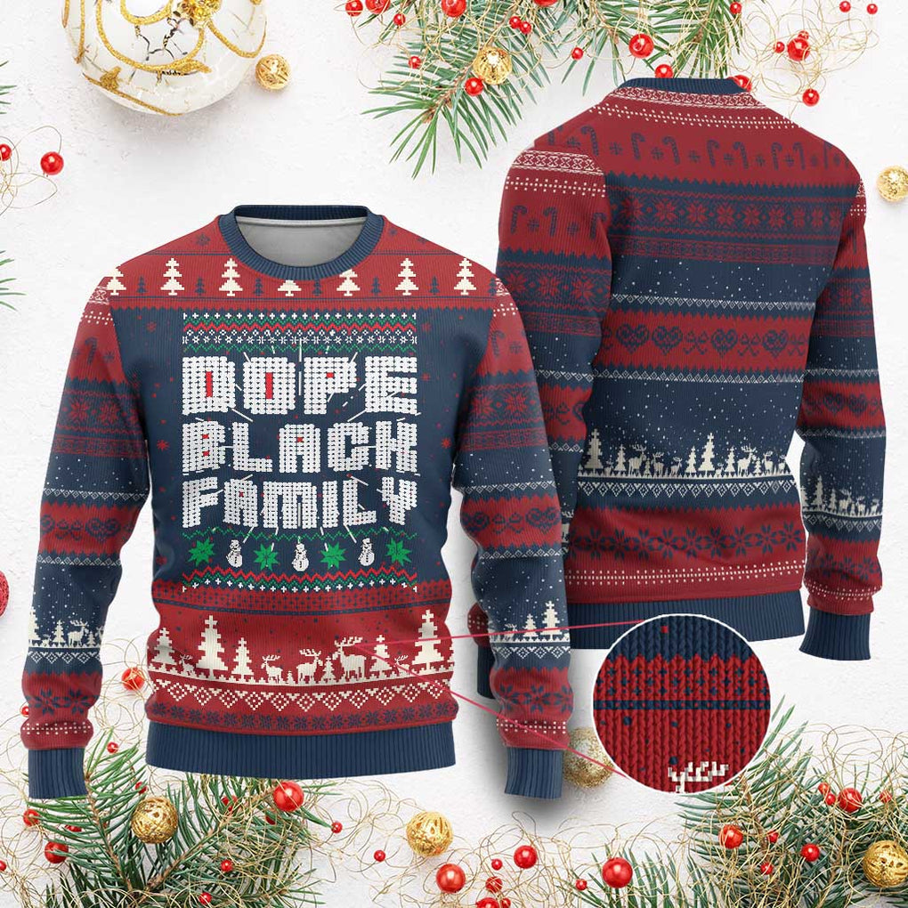 African American Family Ugly Christmas Sweater Dope Black Family Matching Ugly Xmas TS10 Burgundy Print Your Wear