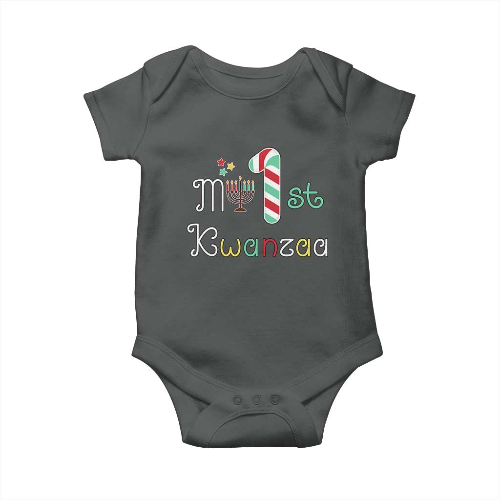 My 1st Kwanzaa Baby Onesie Babys First Kwanzaa Kinara Gift TS10 Dark Heather Print Your Wear