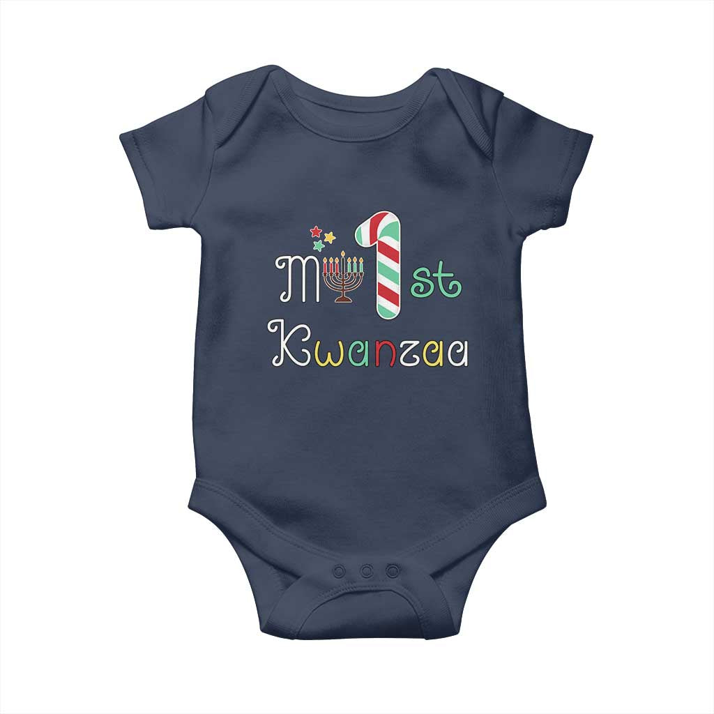 My 1st Kwanzaa Baby Onesie Babys First Kwanzaa Kinara Gift TS10 Navy Print Your Wear