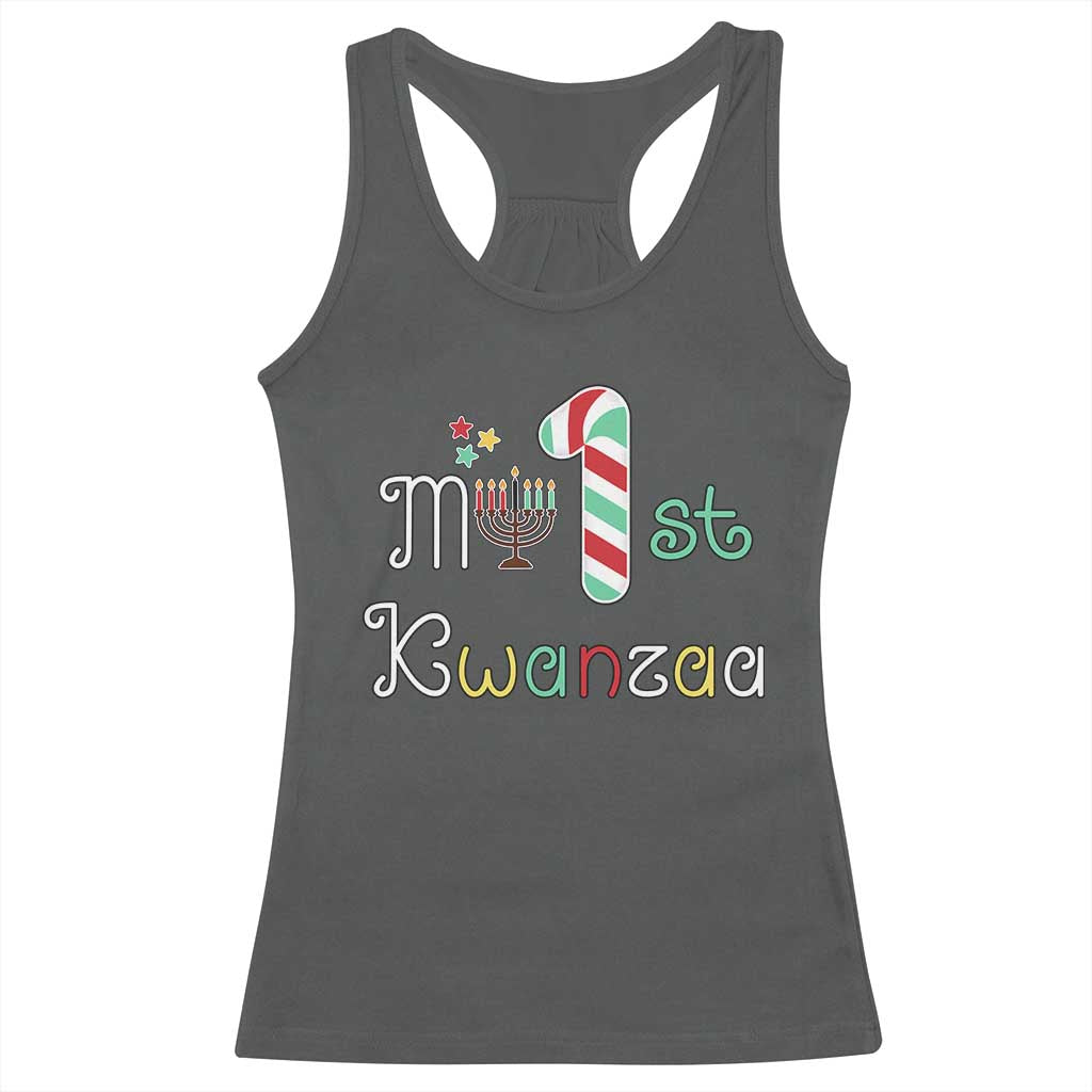 My 1st Kwanzaa Racerback Tank Top Babys First Kwanzaa Kinara Gift TS10 Dark Heather Print Your Wear