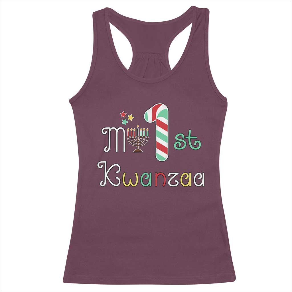 My 1st Kwanzaa Racerback Tank Top Babys First Kwanzaa Kinara Gift TS10 Maroon Print Your Wear