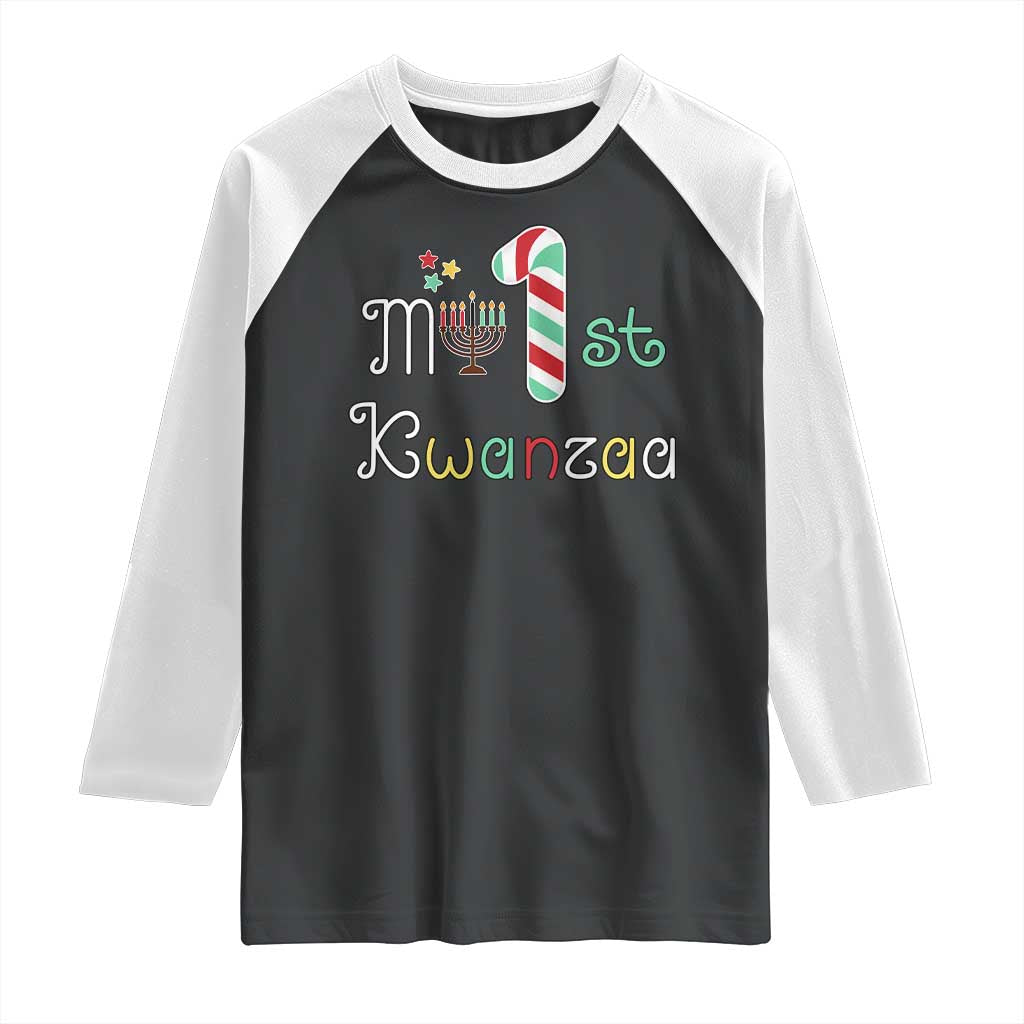 My 1st Kwanzaa Raglan Shirt Babys First Kwanzaa Kinara Gift TS10 Black White Print Your Wear