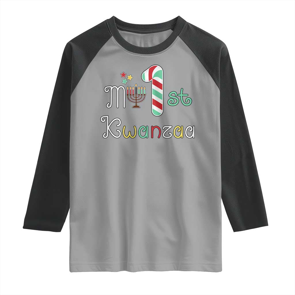 My 1st Kwanzaa Raglan Shirt Babys First Kwanzaa Kinara Gift TS10 Sport Gray Black Print Your Wear