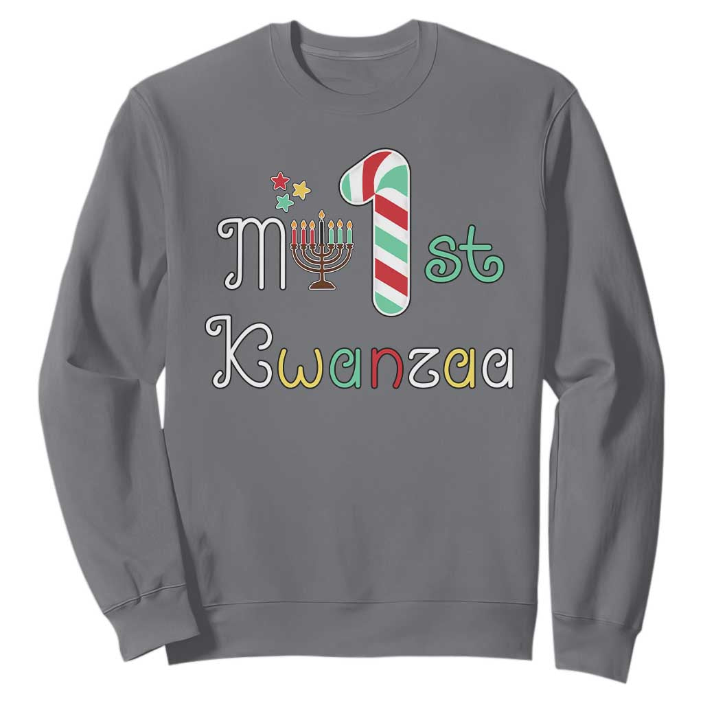 My 1st Kwanzaa Sweatshirt Babys First Kwanzaa Kinara Gift TS10 Charcoal Print Your Wear