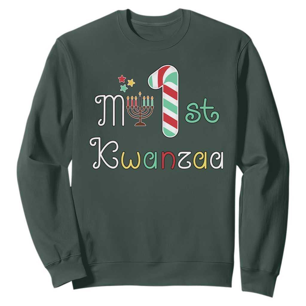 My 1st Kwanzaa Sweatshirt Babys First Kwanzaa Kinara Gift TS10 Dark Forest Green Print Your Wear