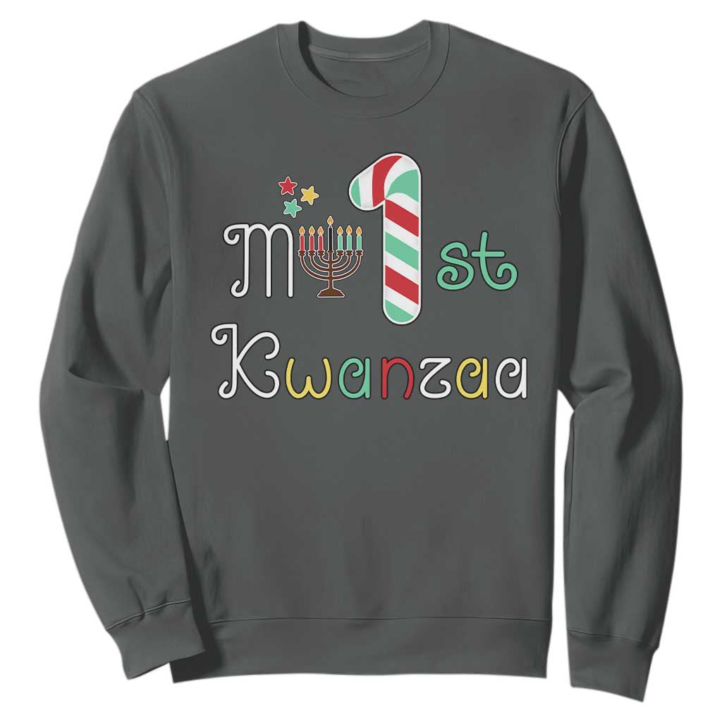 My 1st Kwanzaa Sweatshirt Babys First Kwanzaa Kinara Gift TS10 Dark Heather Print Your Wear