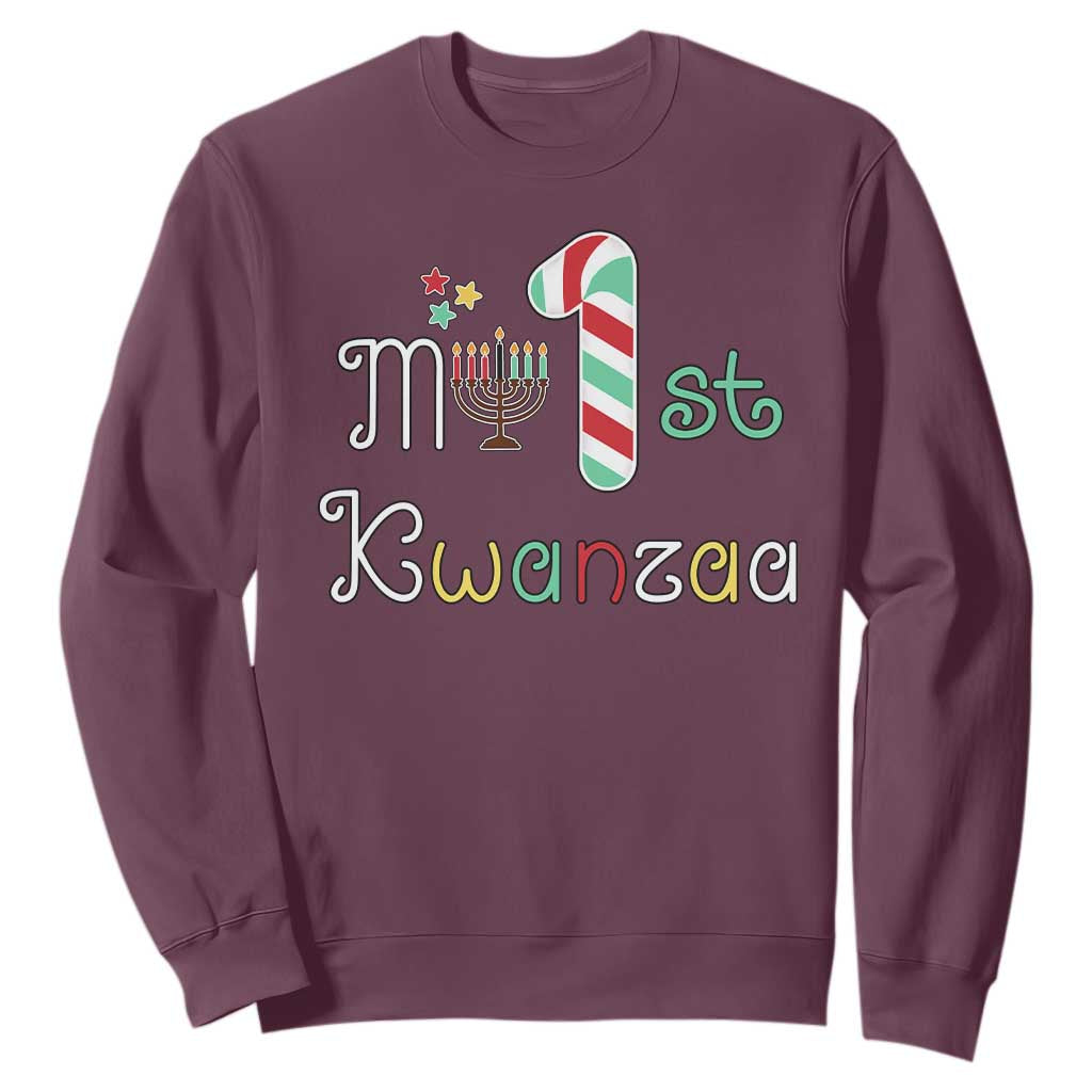 My 1st Kwanzaa Sweatshirt Babys First Kwanzaa Kinara Gift TS10 Maroon Print Your Wear