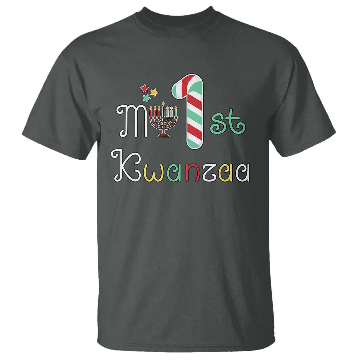 My 1st Kwanzaa T Shirt Babys First Kwanzaa Kinara Gift TS10 Dark Heather Print Your Wear
