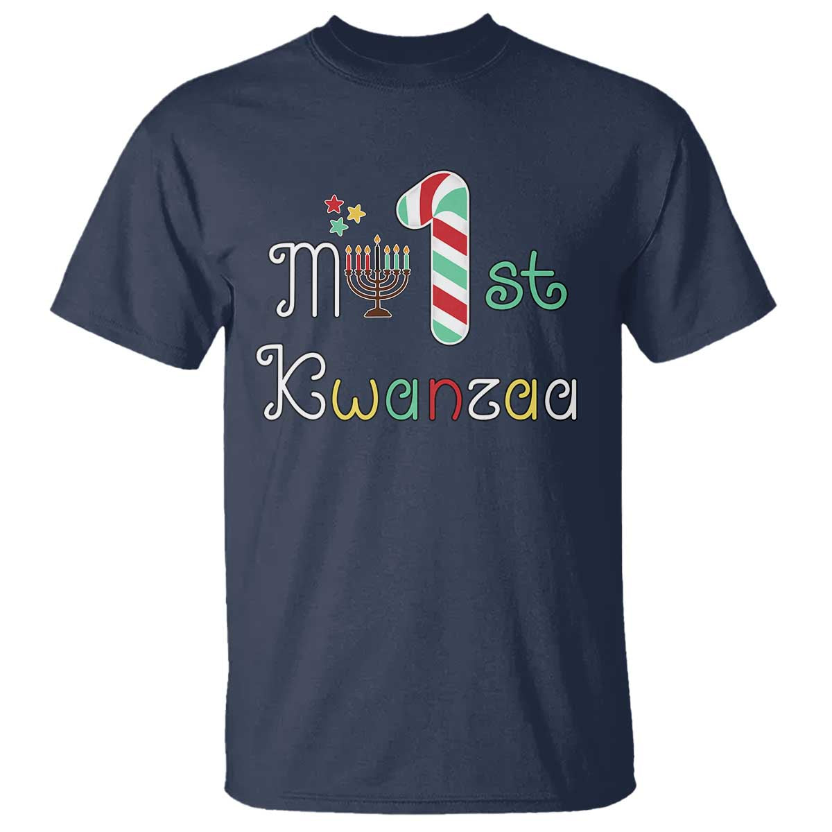My 1st Kwanzaa T Shirt Babys First Kwanzaa Kinara Gift TS10 Navy Print Your Wear