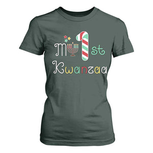 My 1st Kwanzaa T Shirt For Women Babys First Kwanzaa Kinara Gift TS10 Dark Forest Green Print Your Wear