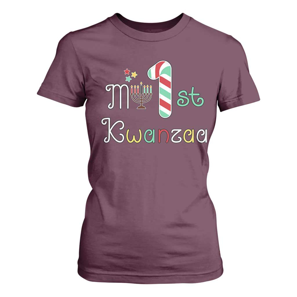 My 1st Kwanzaa T Shirt For Women Babys First Kwanzaa Kinara Gift TS10 Maroon Print Your Wear