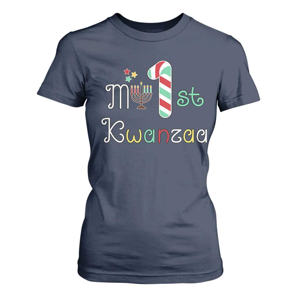 My 1st Kwanzaa T Shirt For Women Babys First Kwanzaa Kinara Gift TS10 Navy Print Your Wear