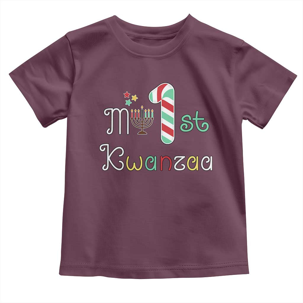 My 1st Kwanzaa Toddler T Shirt Babys First Kwanzaa Kinara Gift TS10 Maroon Print Your Wear