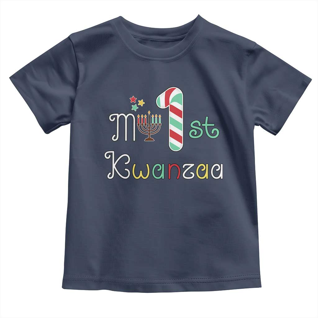 My 1st Kwanzaa Toddler T Shirt Babys First Kwanzaa Kinara Gift TS10 Navy Print Your Wear