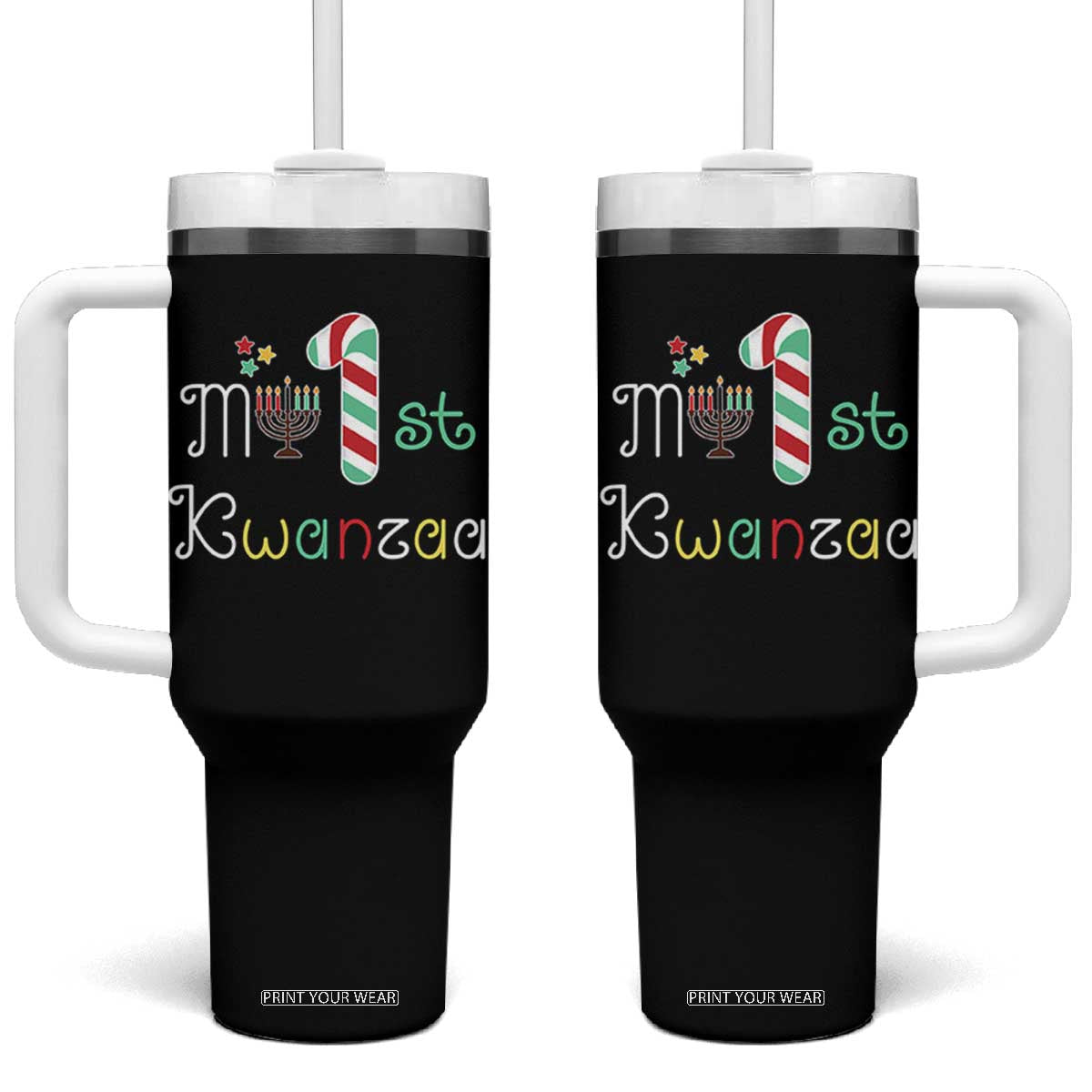 My 1st Kwanzaa Tumbler With Handle Babys First Kwanzaa Kinara Gift TS10 One Size: 40 oz Black Print Your Wear
