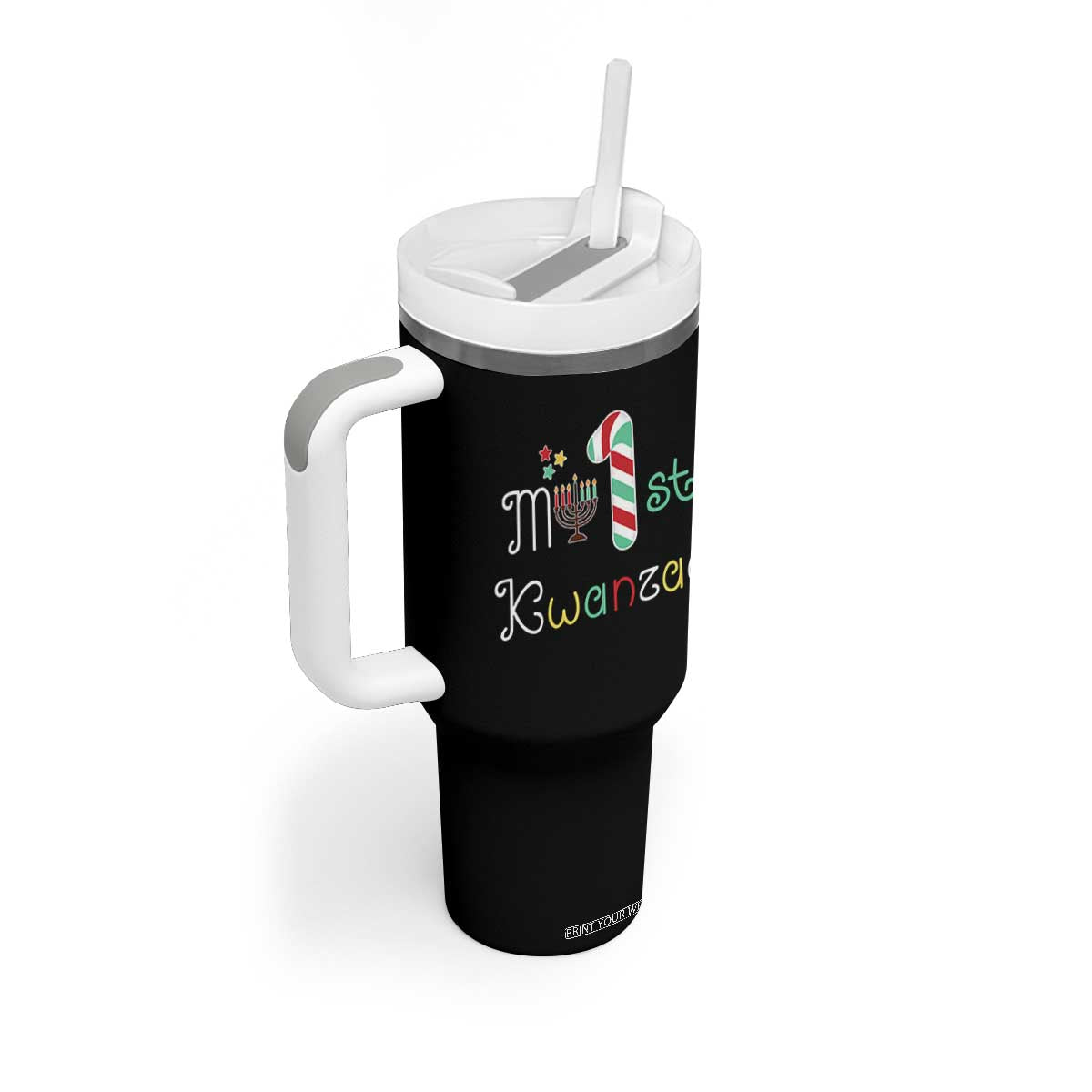 My 1st Kwanzaa Tumbler With Handle Babys First Kwanzaa Kinara Gift TS10 Print Your Wear