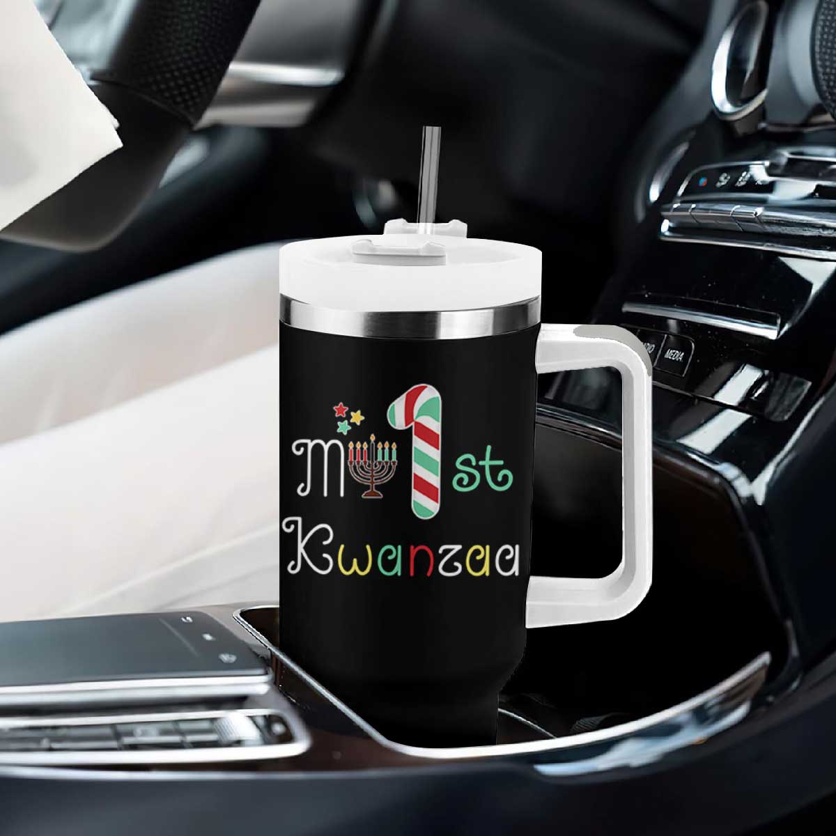 My 1st Kwanzaa Tumbler With Handle Babys First Kwanzaa Kinara Gift TS10 Print Your Wear