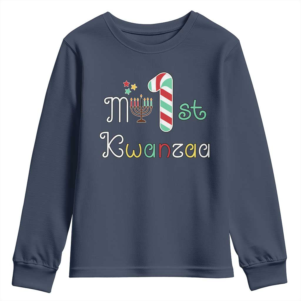 My 1st Kwanzaa Youth Sweatshirt Babys First Kwanzaa Kinara Gift TS10 Navy Print Your Wear