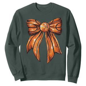 Basketball Coquette Bow Sweatshirt Game Day TS10 Dark Forest Green Print Your Wear