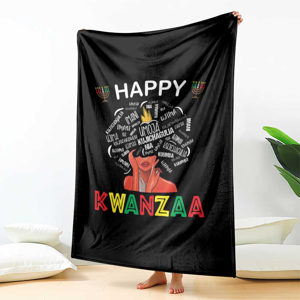 Happy Kwanzaa Throw Blanket African American Afro Queen Nguzo Saba TS10 Print Your Wear