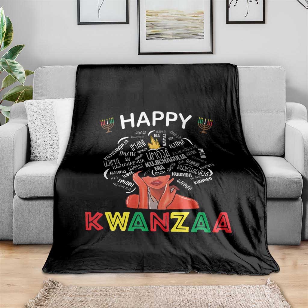 Happy Kwanzaa Throw Blanket African American Afro Queen Nguzo Saba TS10 Print Your Wear