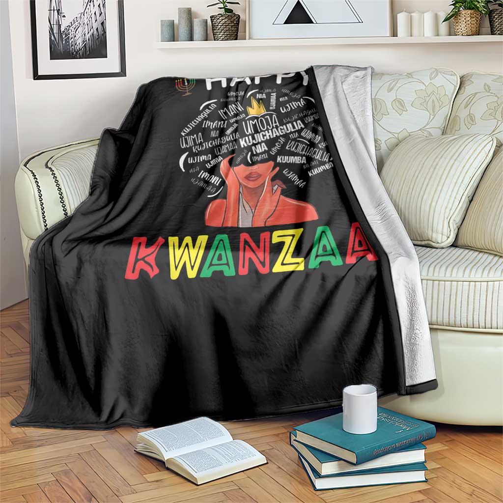Happy Kwanzaa Throw Blanket African American Afro Queen Nguzo Saba TS10 Print Your Wear