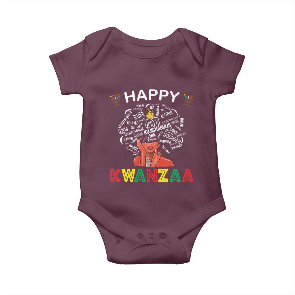 Happy Kwanzaa Baby Onesie African American Afro Queen Nguzo Saba TS10 Maroon Print Your Wear