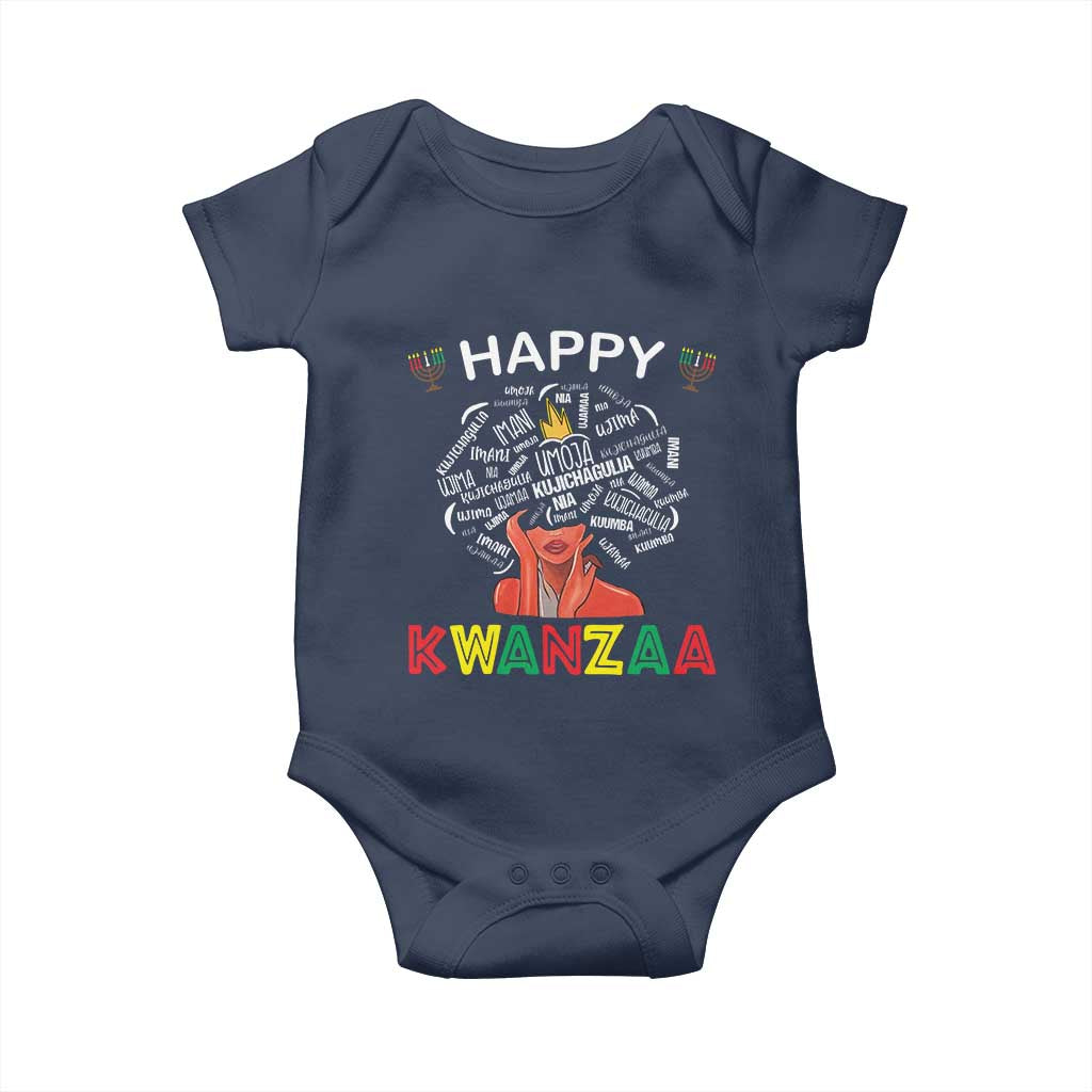 Happy Kwanzaa Baby Onesie African American Afro Queen Nguzo Saba TS10 Navy Print Your Wear