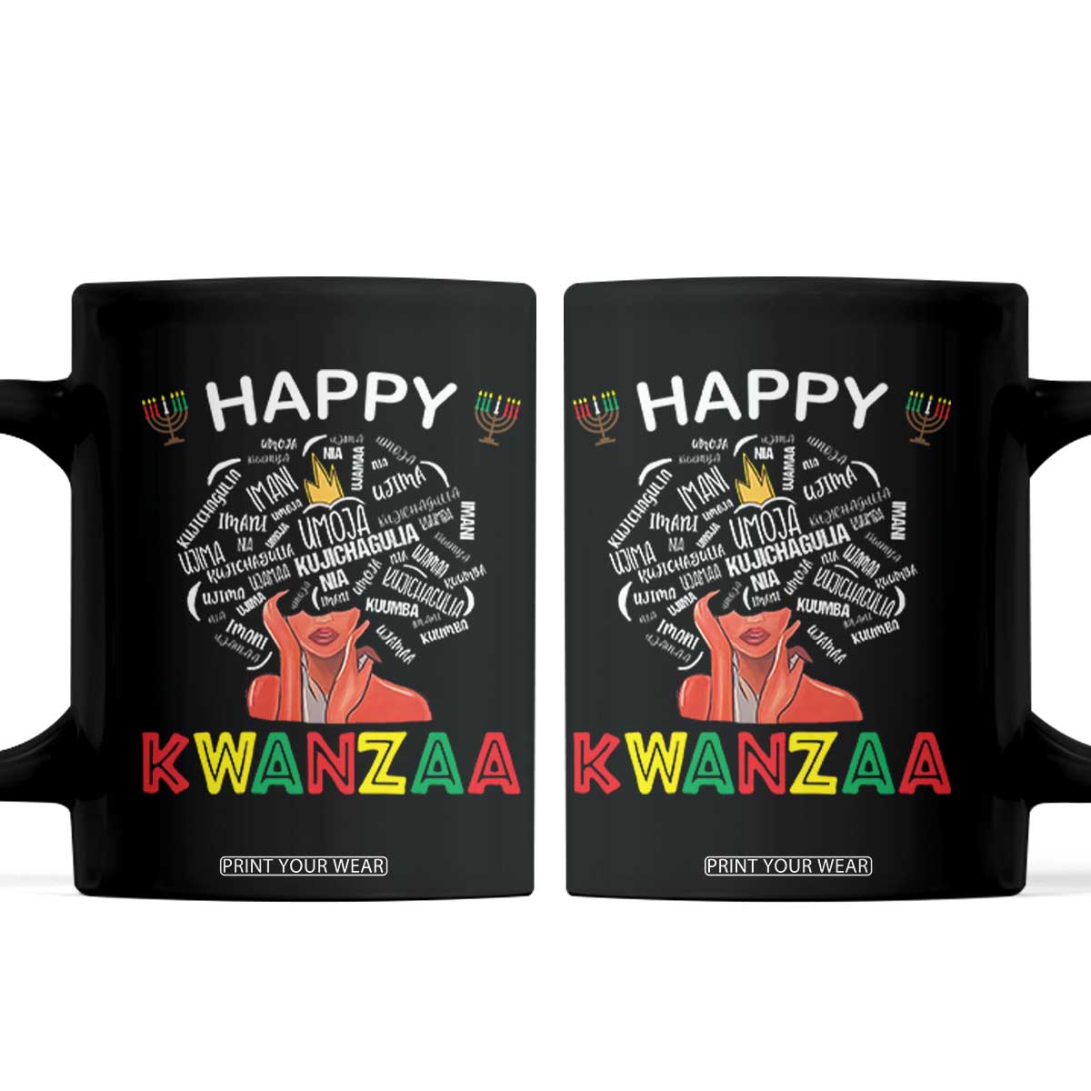 Happy Kwanzaa Coffee Mug African American Afro Queen Nguzo Saba TS10 Black Print Your Wear