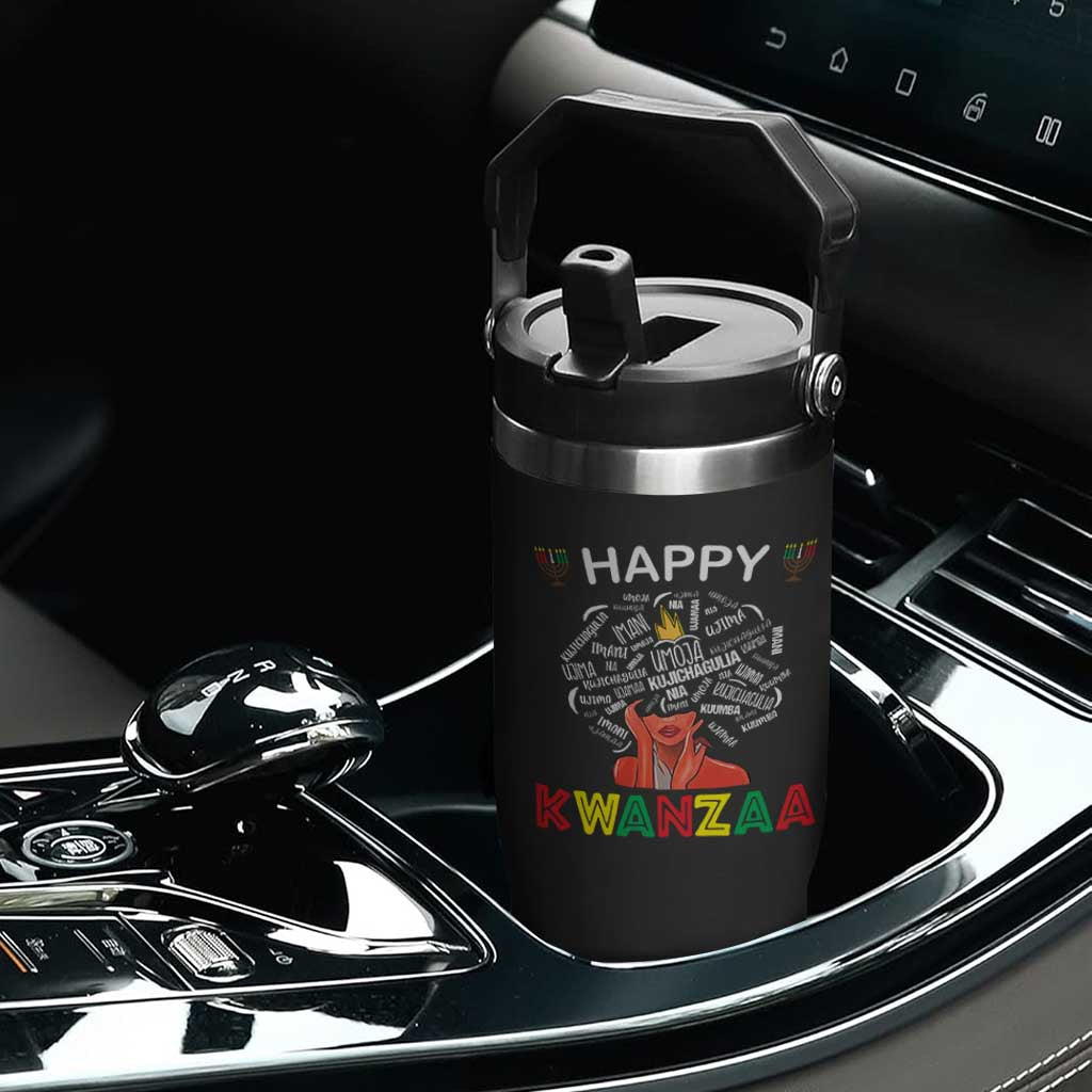 Happy Kwanzaa Flip Straw Tumbler African American Afro Queen Nguzo Saba TS10 Print Your Wear