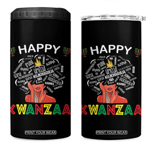 Happy Kwanzaa 4 in 1 Can Cooler Tumbler African American Afro Queen Nguzo Saba TS10 One Size: 16 oz Black Print Your Wear