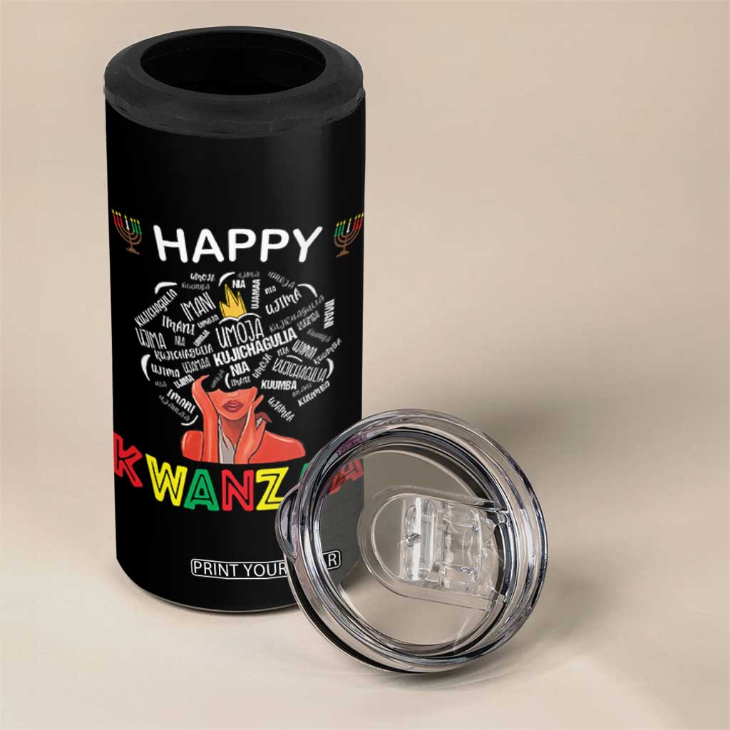 Happy Kwanzaa 4 in 1 Can Cooler Tumbler African American Afro Queen Nguzo Saba TS10 Print Your Wear