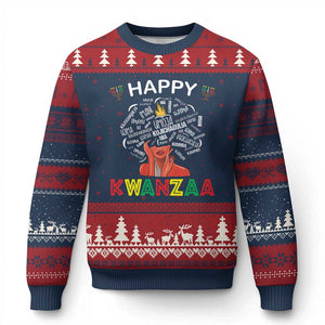 Happy Kwanzaa Ugly Christmas Sweater African American Afro Queen Nguzo Saba TS10 Navy Red Print Your Wear