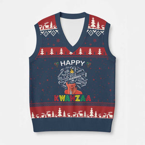 Happy Kwanzaa V-Neck Knit Sweater Vest African American Afro Queen Nguzo Saba TS10 Navy Red Print Your Wear