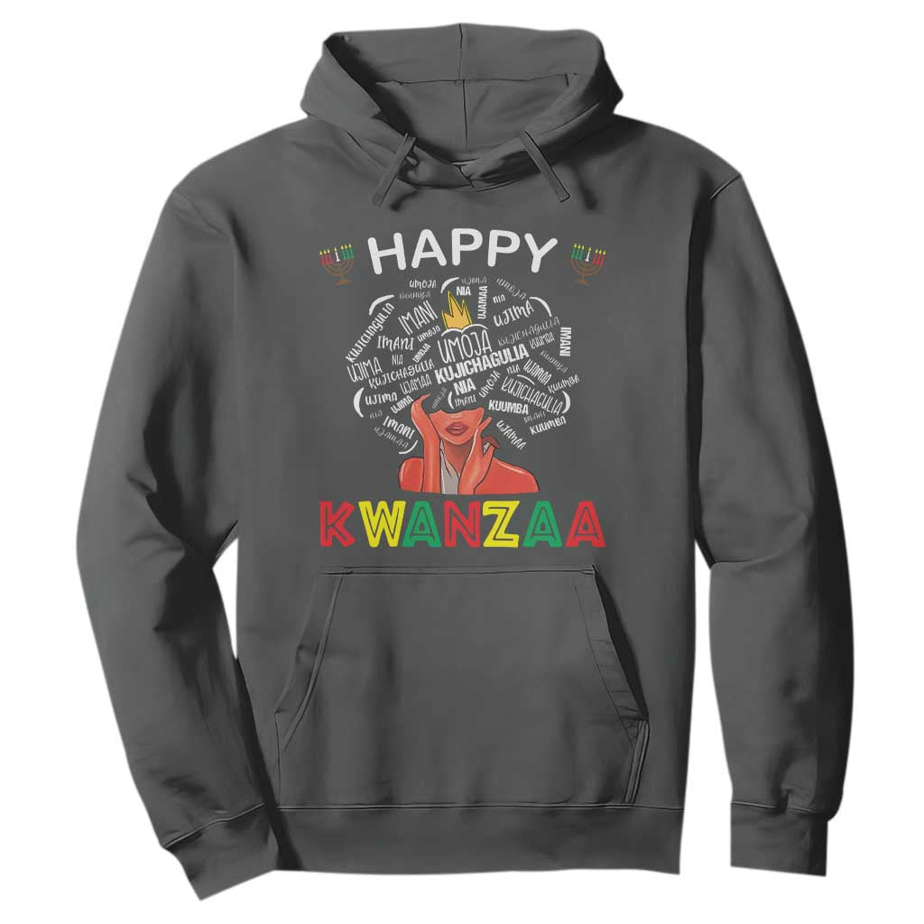 Happy Kwanzaa Hoodie African American Afro Queen Nguzo Saba TS10 Dark Heather Print Your Wear