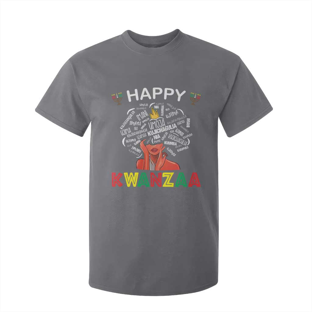 Happy Kwanzaa T Shirt For Kid African American Afro Queen Nguzo Saba TS10 Charcoal Print Your Wear