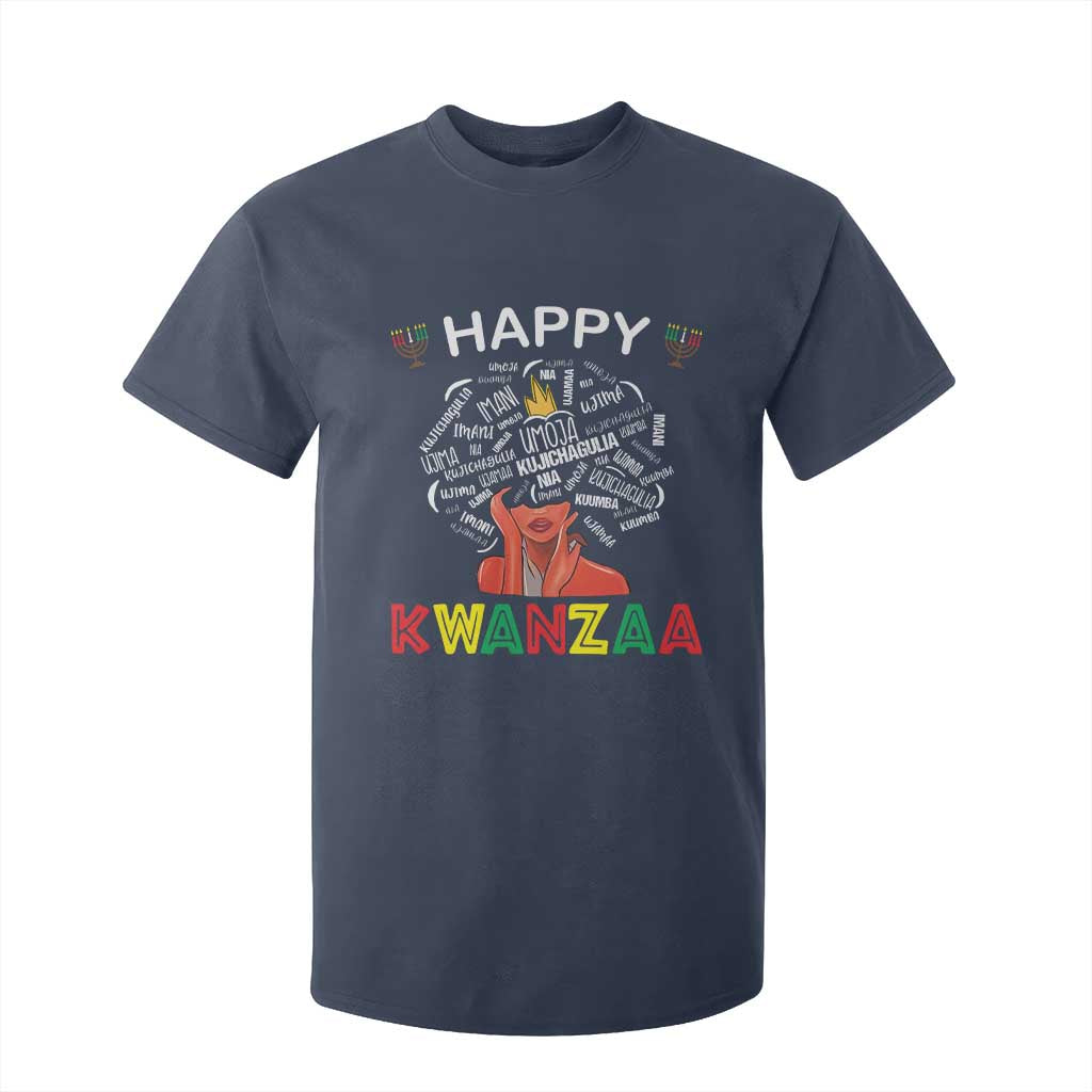 Happy Kwanzaa T Shirt For Kid African American Afro Queen Nguzo Saba TS10 Navy Print Your Wear