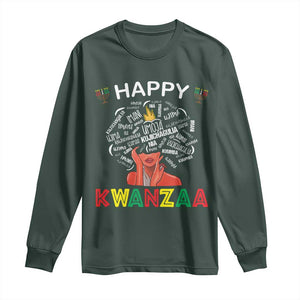 Happy Kwanzaa Long Sleeve Shirt African American Afro Queen Nguzo Saba TS10 Dark Forest Green Print Your Wear